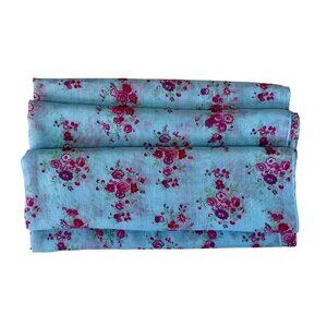 Uniqlo Green Gate Limited Edition Blue & Pink Floral Cottagecore Rectangle Scarf
